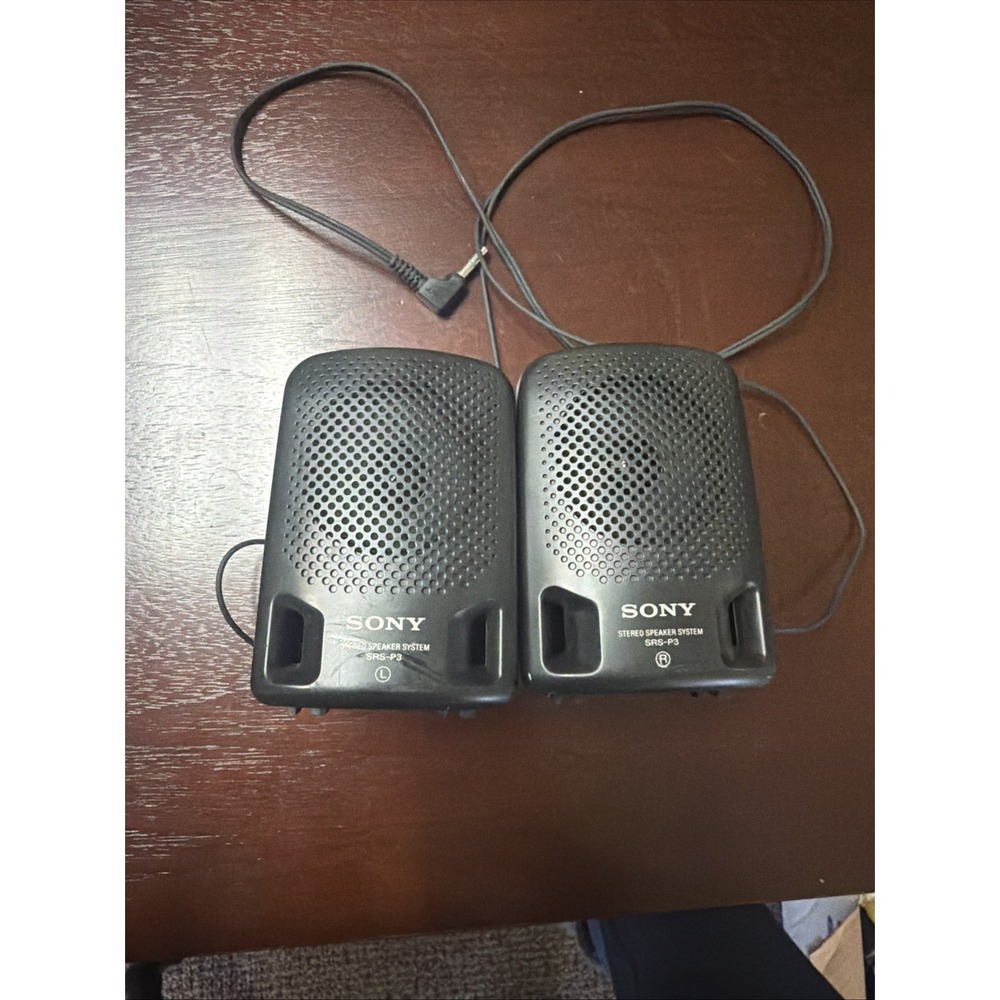 Sony SRS-P3 Bookshelf Speakers 2.0 Wired 3W RMS 3.5mm Jack Black Tested & Work